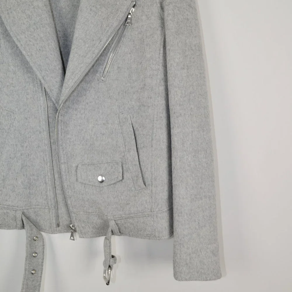 Theory Wool Cashmere Grey Tralsmin Moto Biker Jacket Size P/XS - Picture 9 of 13